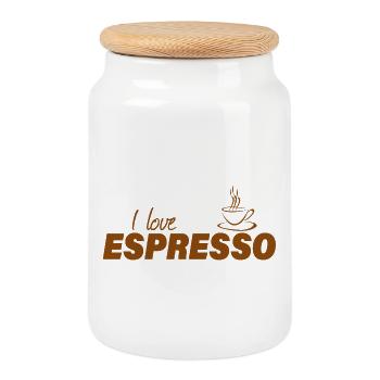 I LOVE ESPRESSO - Cookie Jar with Wooden Lid - white - Front