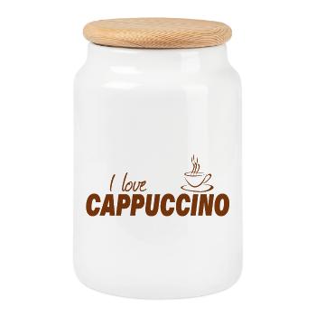 I LOVE CAPPUCCINO - Cookie Jar with Wooden Lid - white - Front