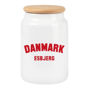 ESBJERG, Danemark, Danemark - Boîte à biscuits avec couvercle en bois - blanc - Devant
