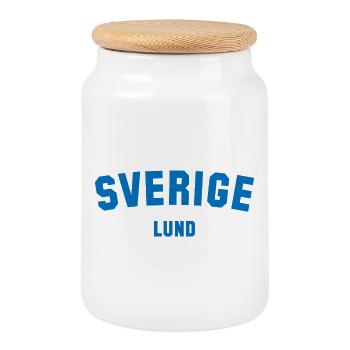 LUND Sweden Schweden - Cookie Jar with Wooden Lid - white - Front