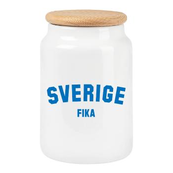 FIKA Sweden Schweden - Cookie Jar with Wooden Lid - white - Front