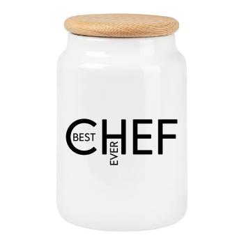 Best Chef ever - Cookie Jar with Wooden Lid - white - Front