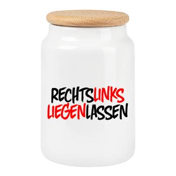 Recht Links Liegen Lassen - Keksdose mit Holzdeckel - Weiß - Vorne