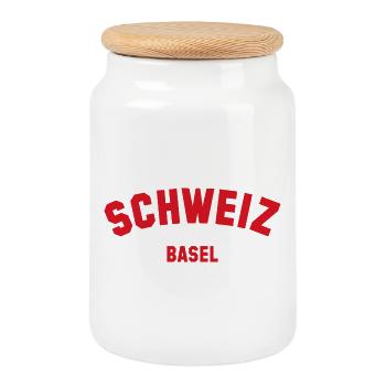 BASEL Switzerland Schweiz - Keksdose mit Holzdeckel - Weiß - Vorne