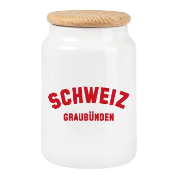 GRAUBÜNDEN Schweiz Suisse - Boîte à biscuits avec couvercle en bois - blanc - Devant