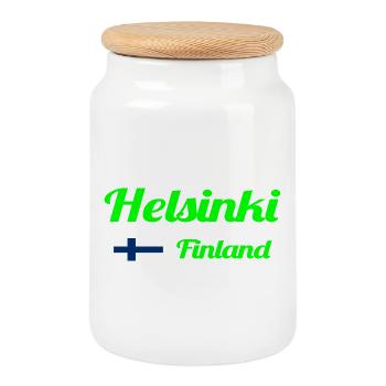 Helsinki Finnland - Stylische Drucke - Keksdose mit Holzdeckel - Weiß - Vorne