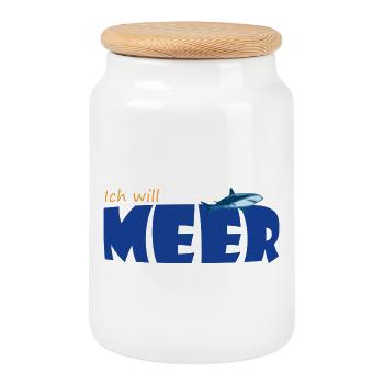 I WANT THE SEA - Cookie Jar with Wooden Lid - white - Front