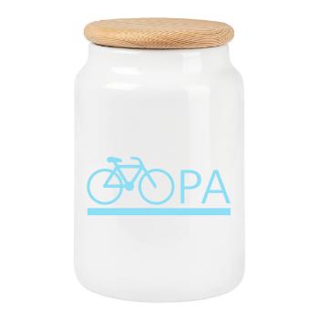 bester Opa Fahrrad Mountainbike Radeln Kritzeln - Keksdose mit Holzdeckel - Weiß - Vorne