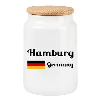 Hamburg Deutschland - Stylische Drucke - Keksdose mit Holzdeckel - Weiß - Vorne