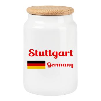 Stuttgart Germany- Stylish prints - Cookie Jar with Wooden Lid - white - Front