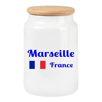 Marseille Frankreich - Stilvolle Drucke - Keksdose mit Holzdeckel - Weiß - Vorne