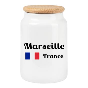 Marseille Frankreich - Stilvolle Drucke - Keksdose mit Holzdeckel - Weiß - Vorne