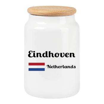 Eindhoven, Pays-Bas - Imprimés élégants - Boîte à biscuits avec couvercle en bois - blanc - Devant