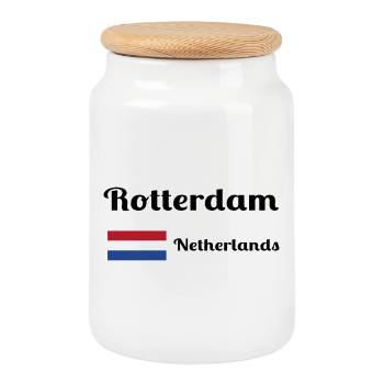 Rotterdam Pays-Bas - Imprimés élégants - Boîte à biscuits avec couvercle en bois - blanc - Devant