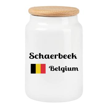 Schaerbeek Belgien - Stilvolle Drucke - Keksdose mit Holzdeckel - Weiß - Vorne