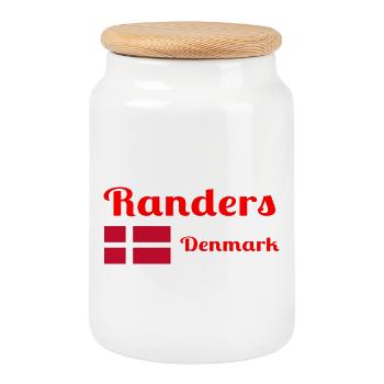 Randers Dänemark - Stylische Drucke - Keksdose mit Holzdeckel - Weiß - Vorne
