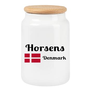 Horsens Denmark - Stylish prints - Cookie Jar with Wooden Lid - white - Front