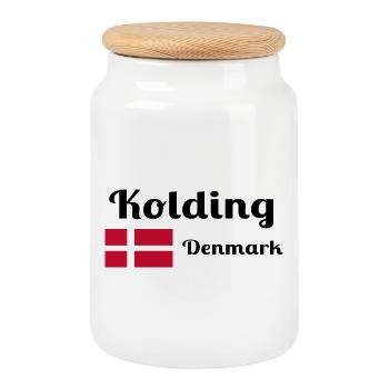 Kolding Denmark - Stylish prints - Cookie Jar with Wooden Lid - white - Front