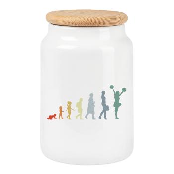 Pom-pom girl vintage Evolution - Boîte à biscuits avec couvercle en bois - blanc - Devant