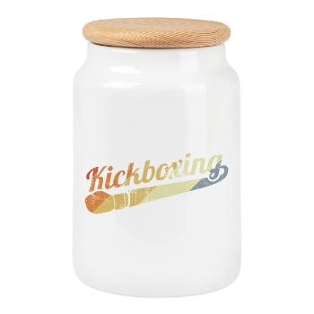 Vintage Kickboxing - Boîte à biscuits avec couvercle en bois - blanc - Devant