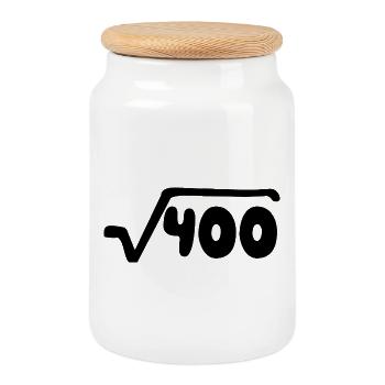 20e anniversaire - Anniversaire - Boîte à biscuits avec couvercle en bois - blanc - Devant