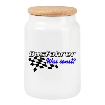 Bus driver , what else ? .......................... - Cookie Jar with Wooden Lid - white - Front