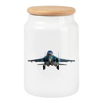 Le Su-34 - Boîte à biscuits avec couvercle en bois - blanc - Devant