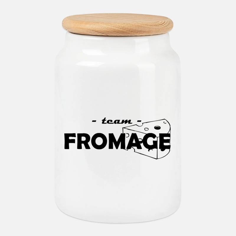 Team Cheese - Cookie Jar with Wooden Lid - white