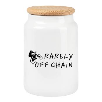 rarement hors chaîne vélo cyclisme cadeau amour - Boîte à biscuits avec couvercle en bois - blanc - Devant