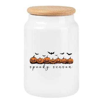 Halloween Gift Pumpkins Pumpkins Spooky Season - Cookie Jar with Wooden Lid - white - Front