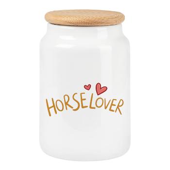 Horse lover - Boîte à biscuits avec couvercle en bois - blanc - Devant