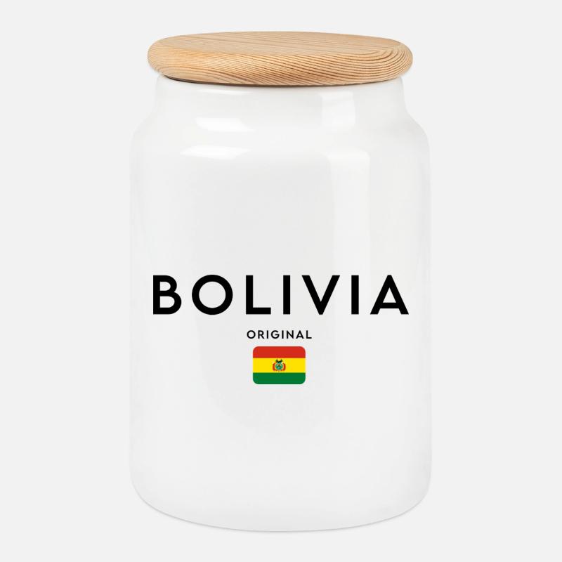 Bolivianischer Stolz, minimalistisches, elegantes Design - Keksdose mit Holzdeckel - Weiß