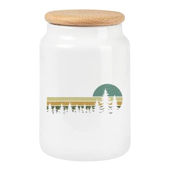 forêt nature arbres nature sauvage extérieur randonnée - Boîte à biscuits avec couvercle en bois - blanc - Devant
