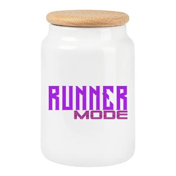 Runner Style in orangefarbenen und lila Lichtern - Keksdose mit Holzdeckel - Weiß - Vorne