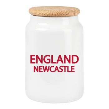 Photorealistic City Skyline of Newcastle - Cookie Jar with Wooden Lid - white - Front