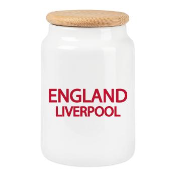 Englisch Liverpool Lyric Design - Keksdose mit Holzdeckel - Weiß - Vorne
