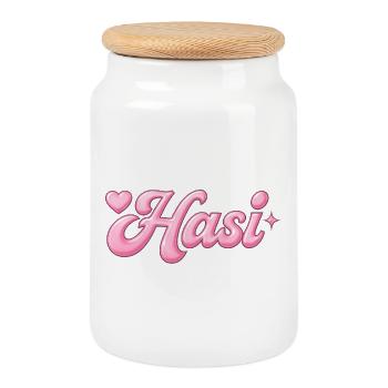 Hasi / y2k design - Keksdose mit Holzdeckel - Weiß - Vorne