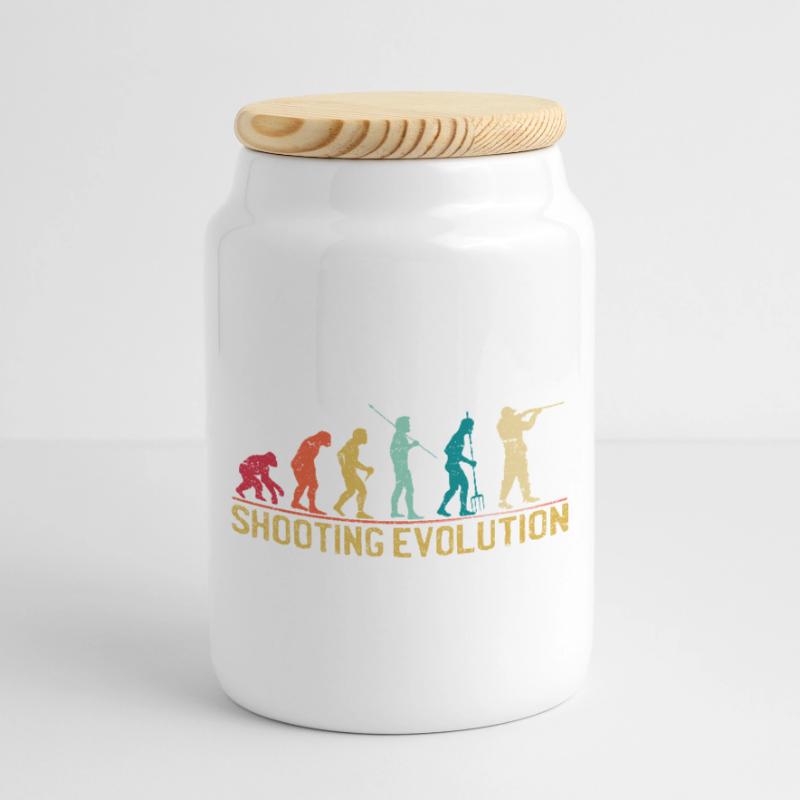 Shooting Evolution Progression Design Keksdose mit Holzdeckel
