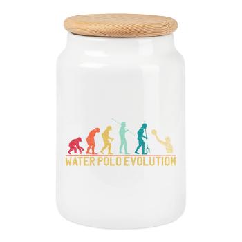 Water Polo Evolution Progression Design - Cookie Jar with Wooden Lid - white - Front