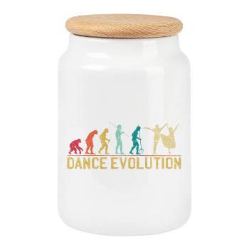 Dance Evolution Silhouette Design - Cookie Jar with Wooden Lid - white - Front