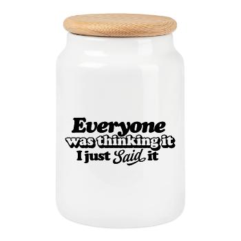 Applying Creative Thinking Design - Cookie Jar with Wooden Lid - white - Front