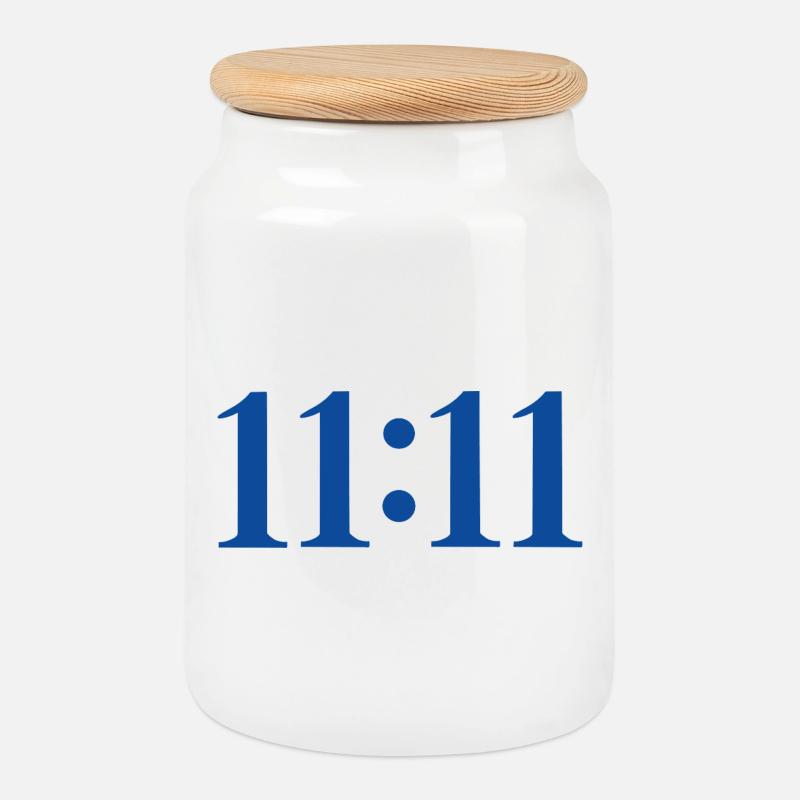 11:11 - Cookie Jar with Wooden Lid - white