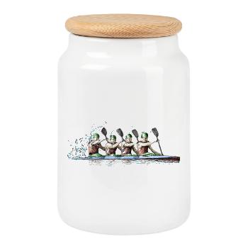 Canoe racing - Cookie Jar with Wooden Lid - white - Front