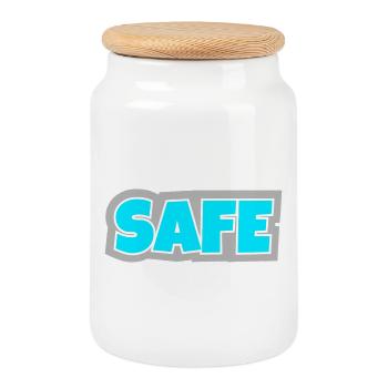 Safe - eindeutig, klar und Statement pur. - Keksdose mit Holzdeckel - Weiß - Vorne