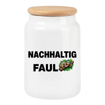 Impression de paresseux confortable sur fond de nature - Boîte à biscuits avec couvercle en bois - blanc - Devant