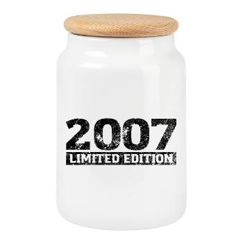 Limited Edition 2007 Birthday Vintage 2007 - Cookie Jar with Wooden Lid - white - Front