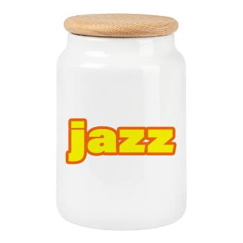 Jazz - Boîte à biscuits avec couvercle en bois - blanc - Devant