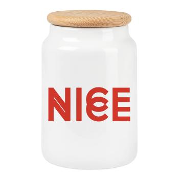 Nice Nice - Keksdose mit Holzdeckel - Weiß - Vorne