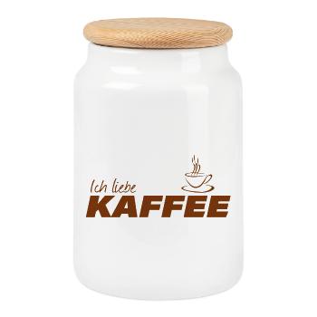 J’adore le café - Boîte à biscuits avec couvercle en bois - blanc - Devant