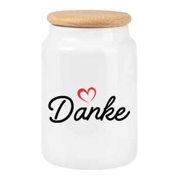 Coeur Ligne Écriture Amour - Boîte à biscuits avec couvercle en bois - blanc - Devant